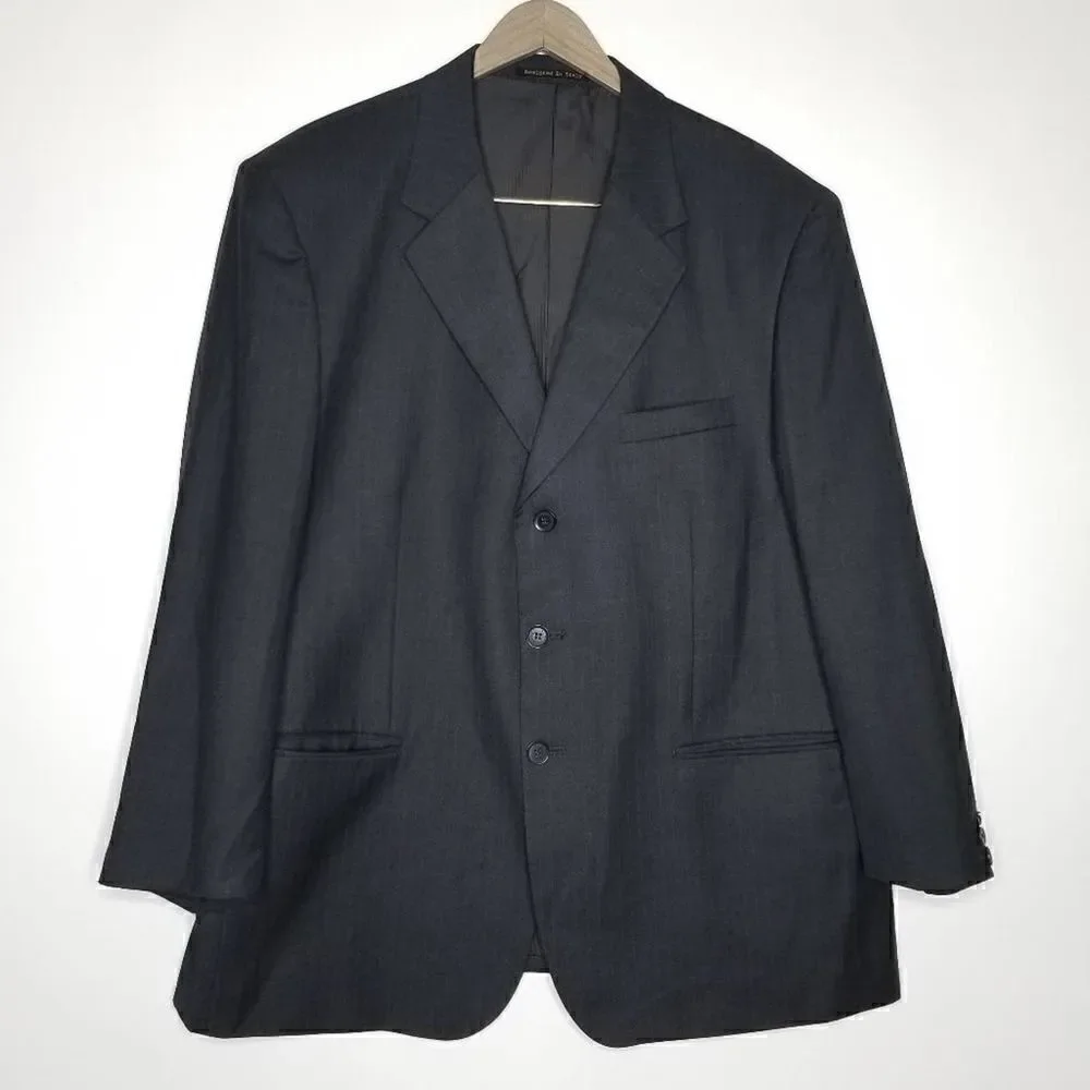 Vinci Pinstripe Button Front Suit Jacket Black XL